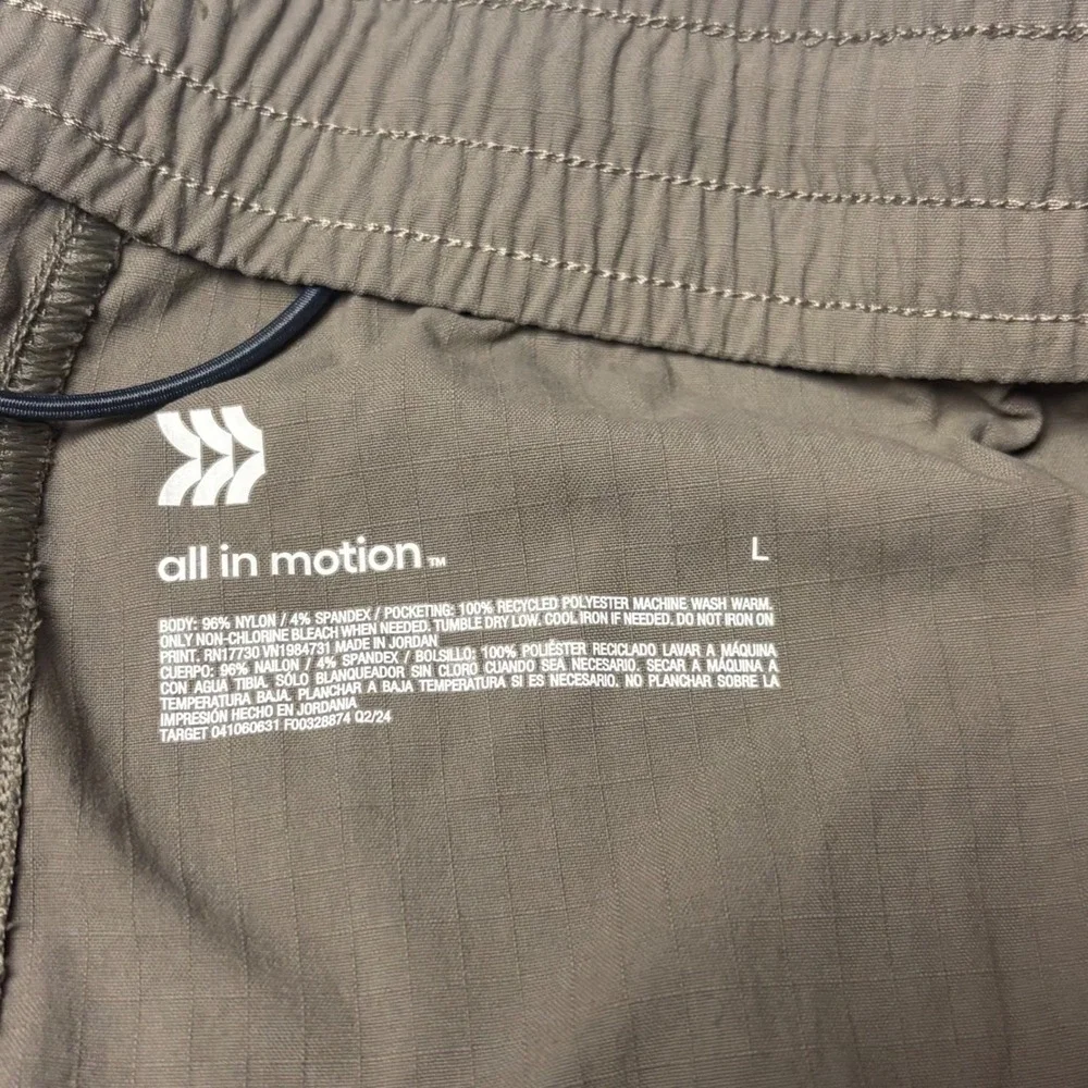All In Motion Mens Brown Stretch Ripstop Hiking Pants Large 32x31 Drawstring‎